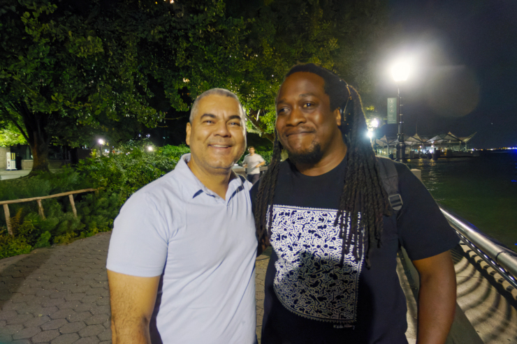 Raymond Ramirez, left, and Marvin Green, after the rescue of the man they helped to save. Photo: Carl Glassman/Tribeca Trib